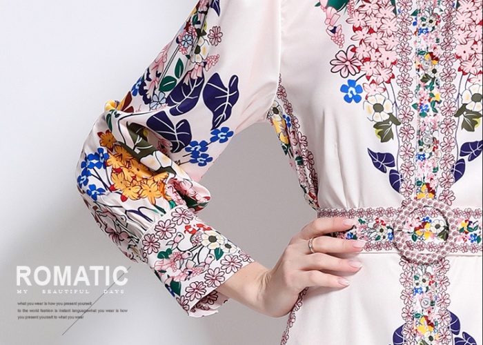 Fashion court style lapel single-breasted dress