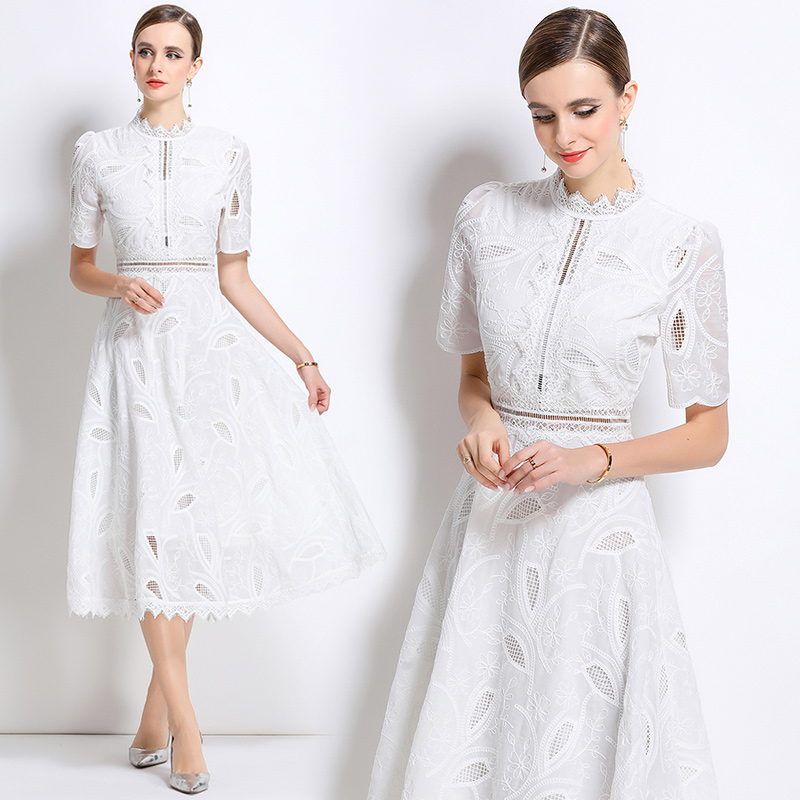 Short sleeve long dress crochet dress for women