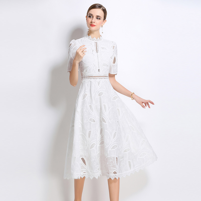 Short sleeve long dress crochet dress for women