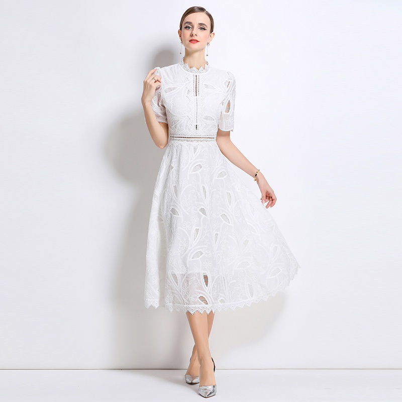 Short sleeve long dress crochet dress for women