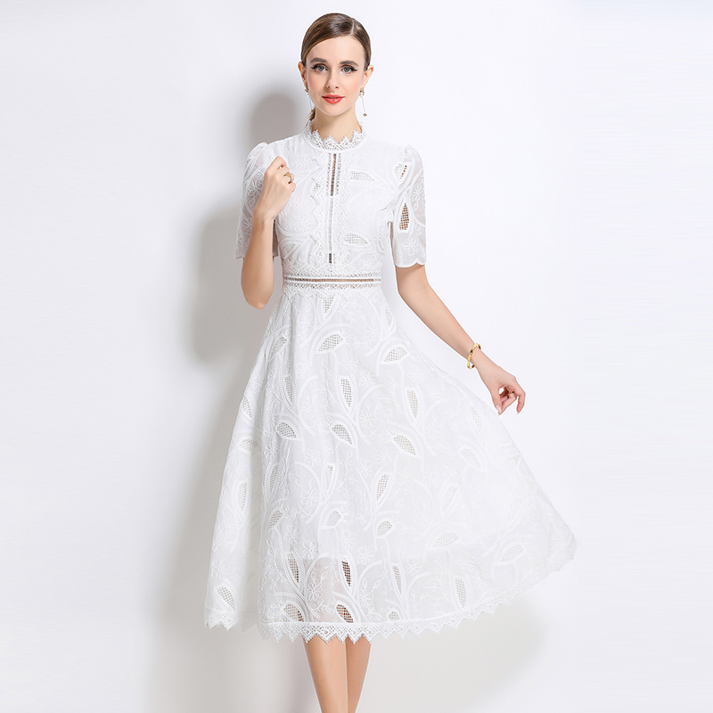 Short sleeve long dress crochet dress for women