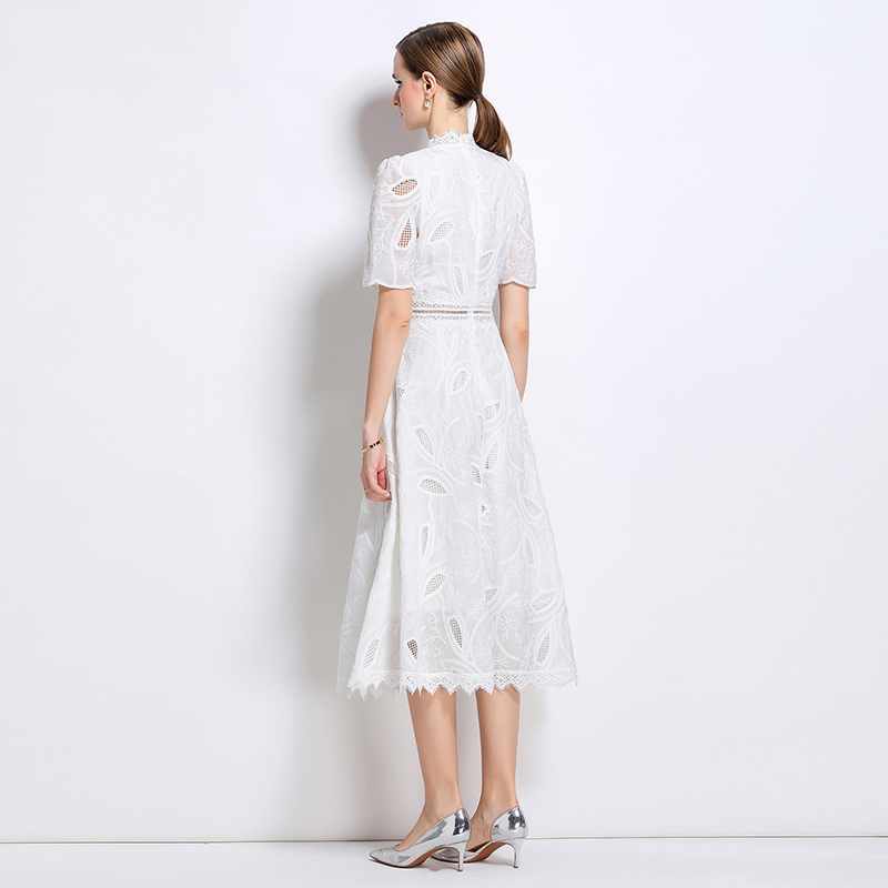Short sleeve long dress crochet dress for women