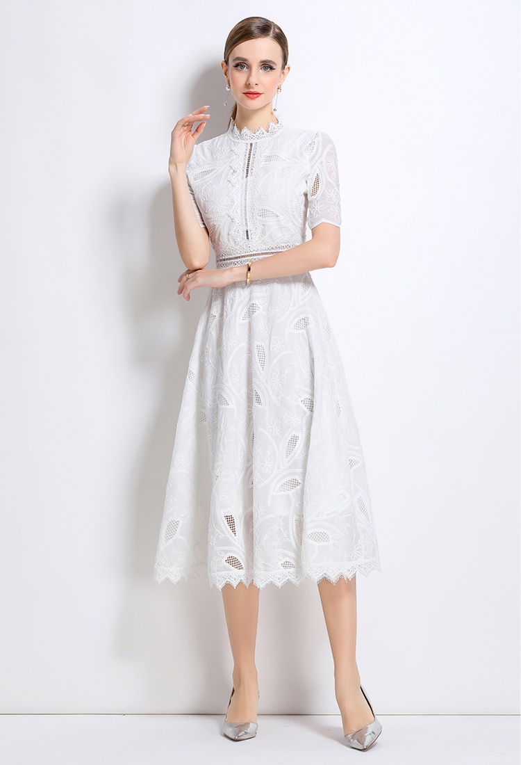 Short sleeve long dress crochet dress for women