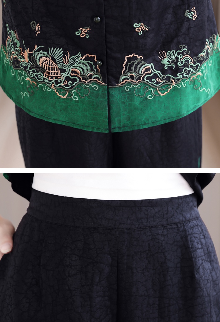 Real silk shirt Chinese style harem pants 2pcs set