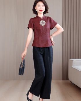 Fashion Casual tops retro embroidered casual pants a set