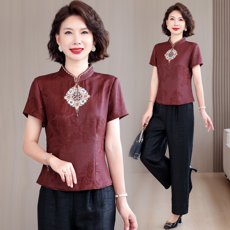 Fashion Casual tops retro embroidered casual pants a set