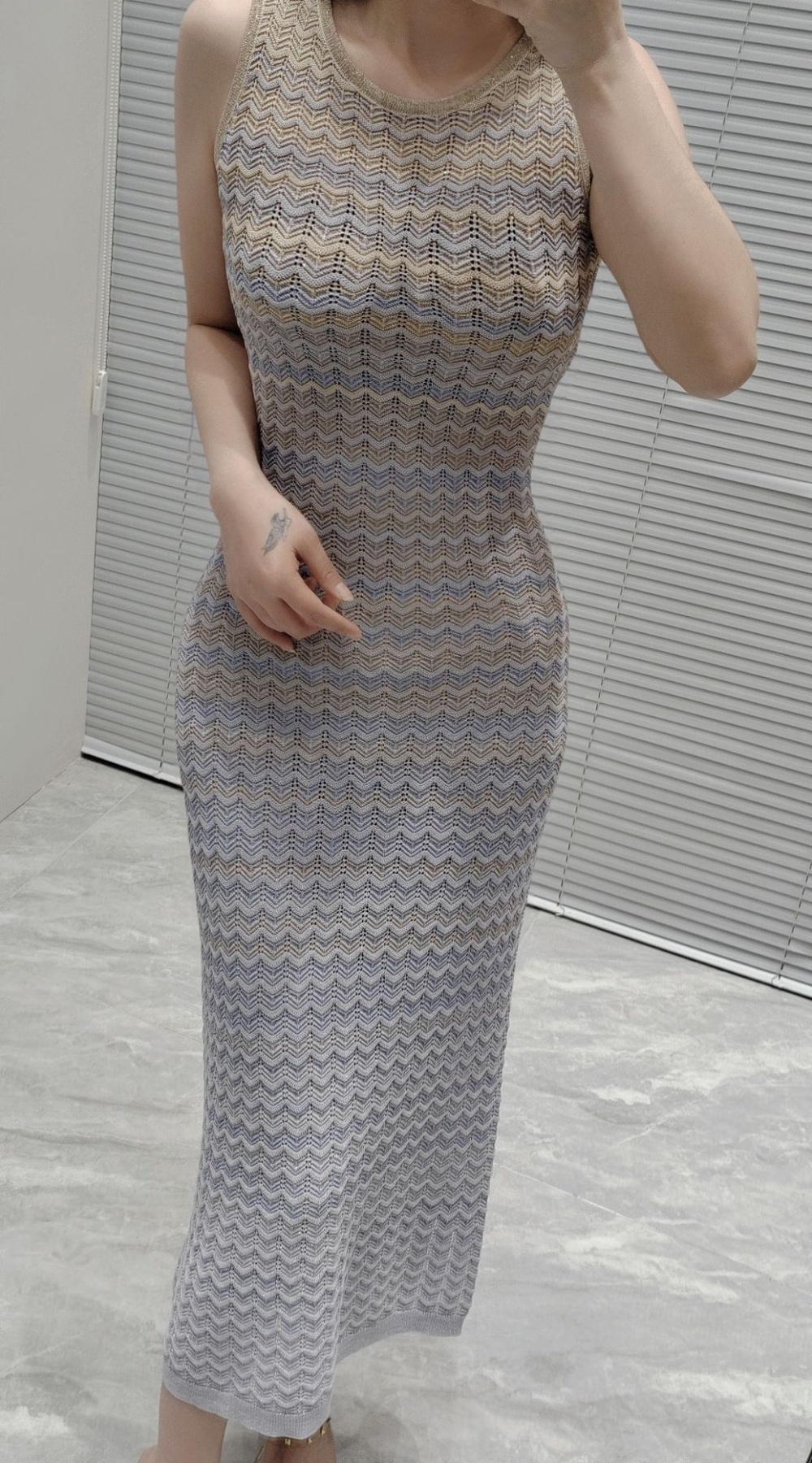 Round neck slim gradient elegant fashion sleeveless dress