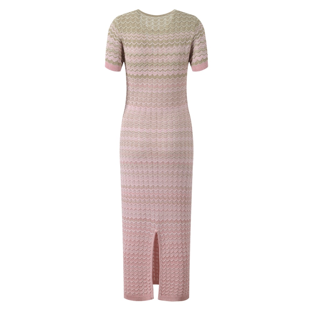 Fashion temperament slim short sleeve knitted round neck dress