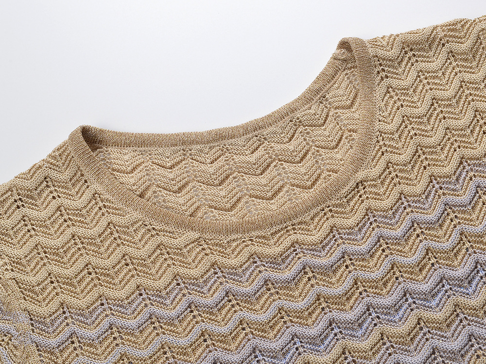 Fashion temperament slim short sleeve knitted round neck dress