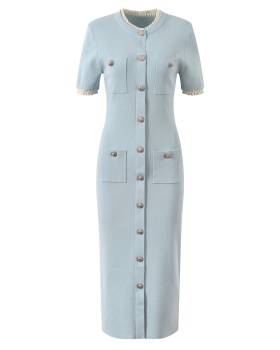 France style slim knitted summer lace collar dress