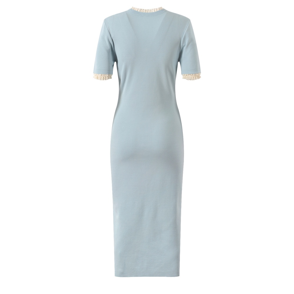 France style slim knitted summer lace collar dress