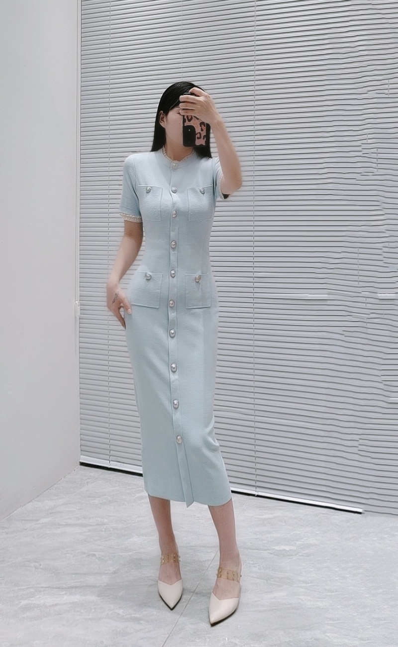 France style slim knitted summer lace collar dress