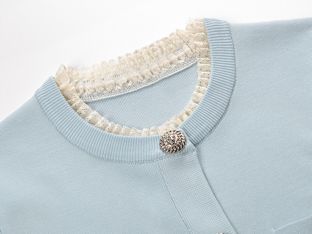 France style slim knitted summer lace collar dress