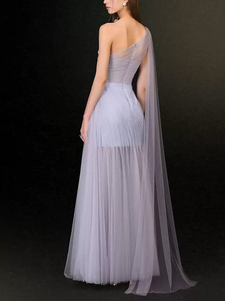 Streamer chiffon perspective blue dress for women