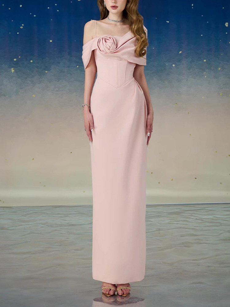 Ladies dress stereoscopic decoration long dress for women