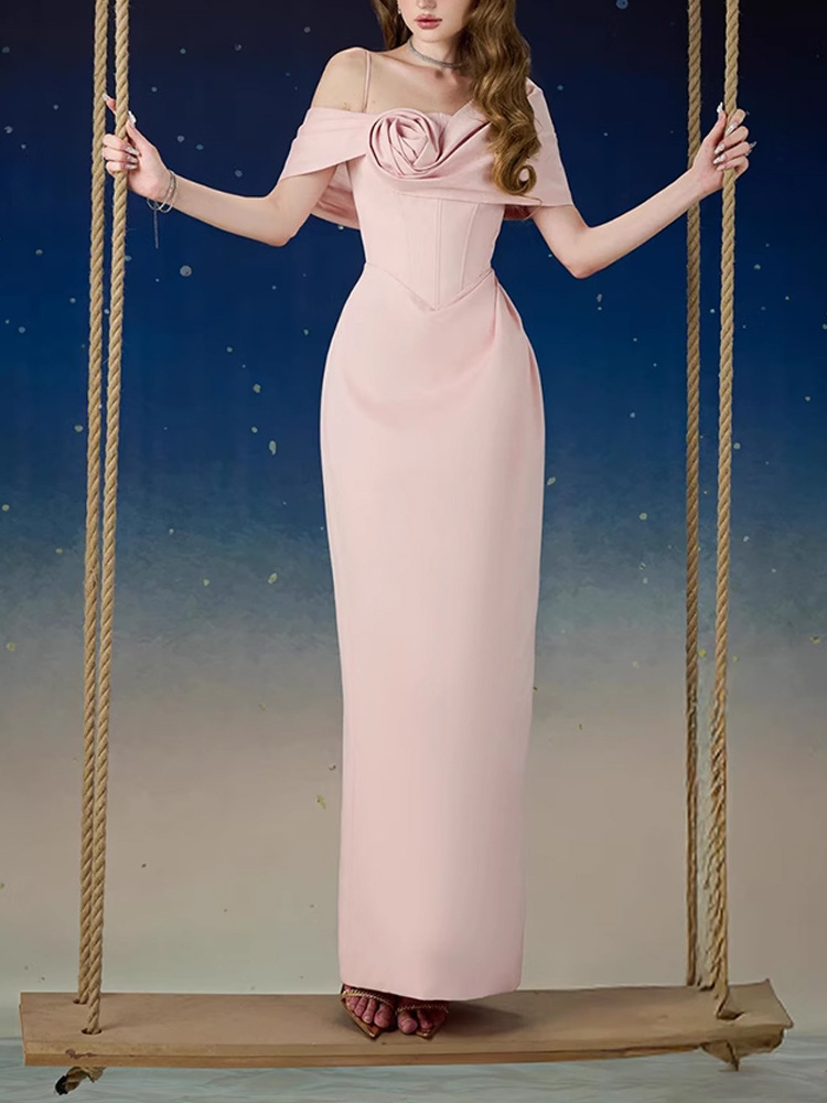Ladies dress stereoscopic decoration long dress for women