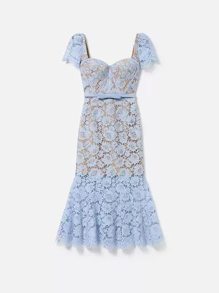 Slim show young short sleeve lace temperament dress