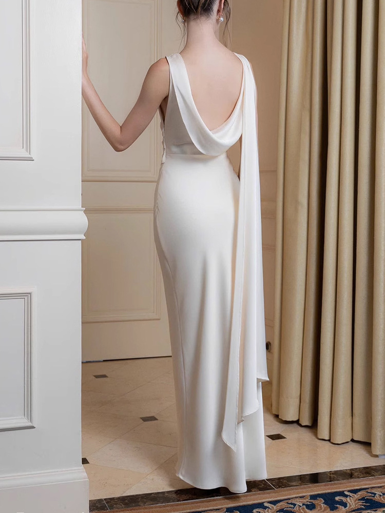 High waist halter dress mopping long dress for women