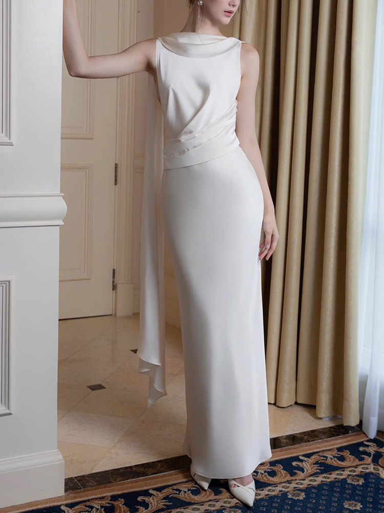 High waist halter dress mopping long dress for women