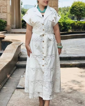 Simple France style long dress pure dress for women