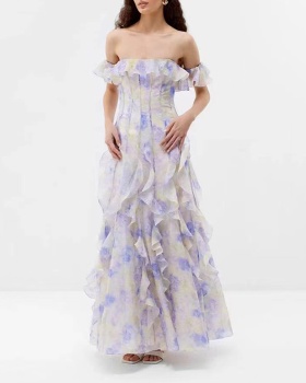 Summer wrapped chest dress big skirt formal dress