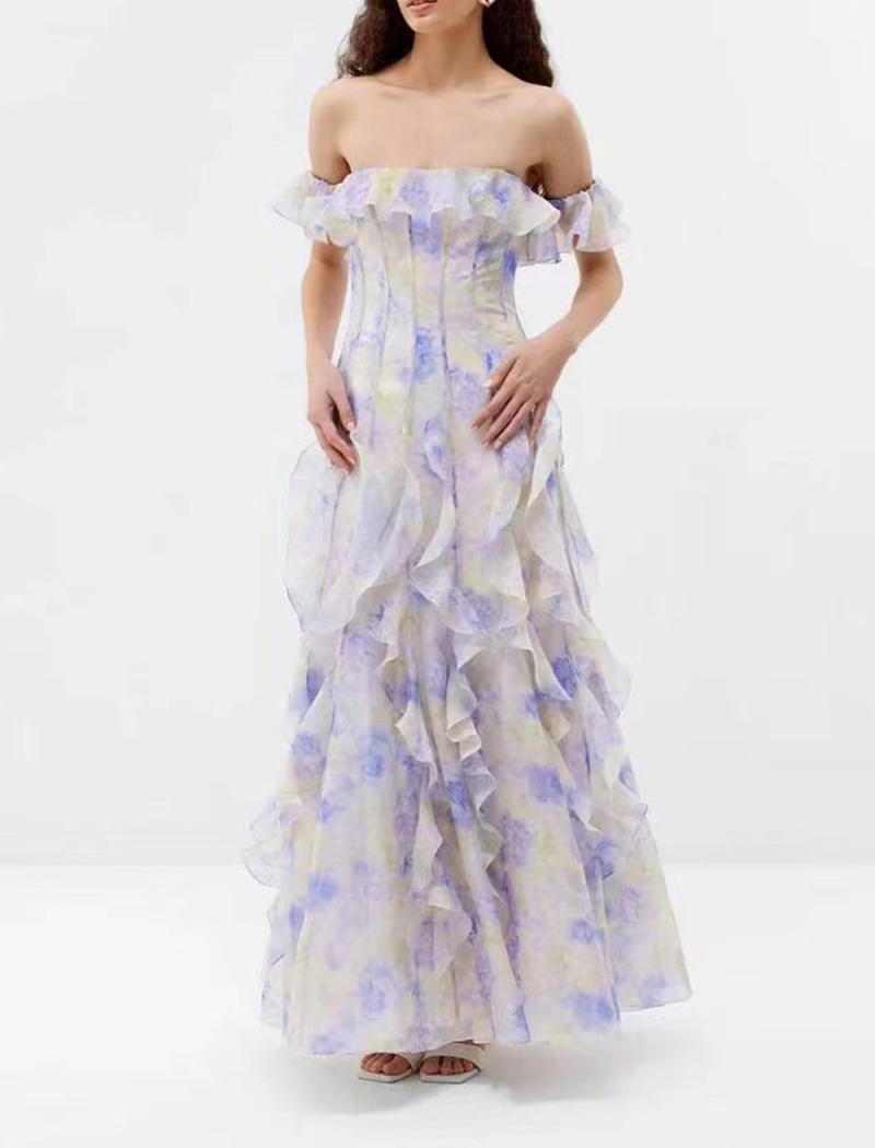 Summer wrapped chest dress big skirt formal dress