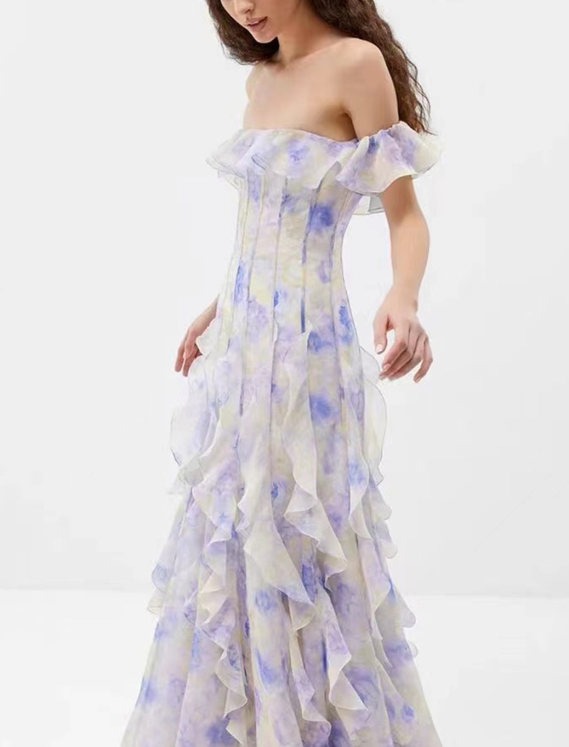 Summer wrapped chest dress big skirt formal dress