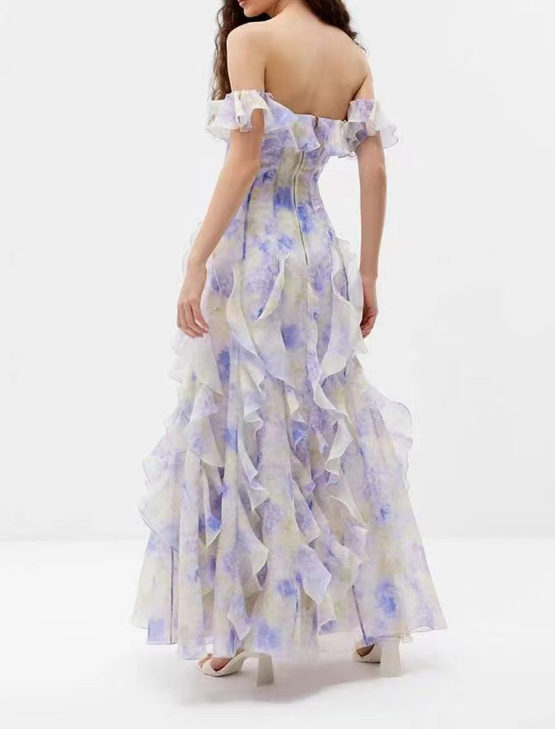Summer wrapped chest dress big skirt formal dress