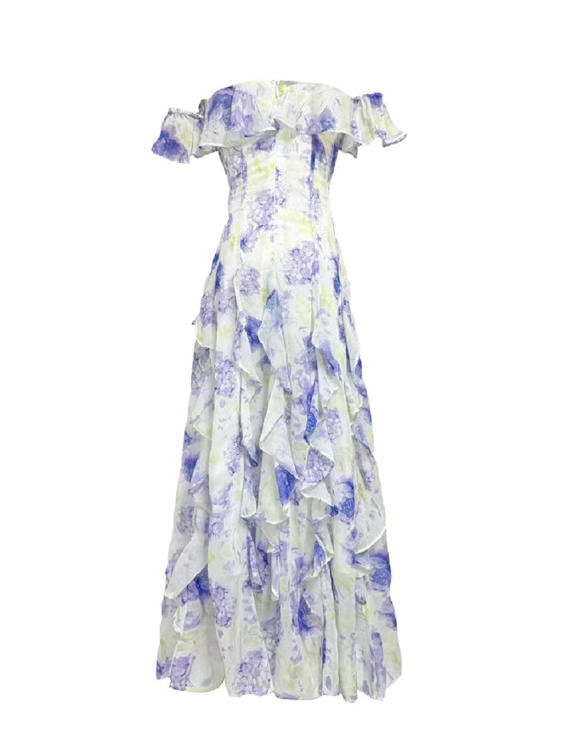 Summer wrapped chest dress big skirt formal dress