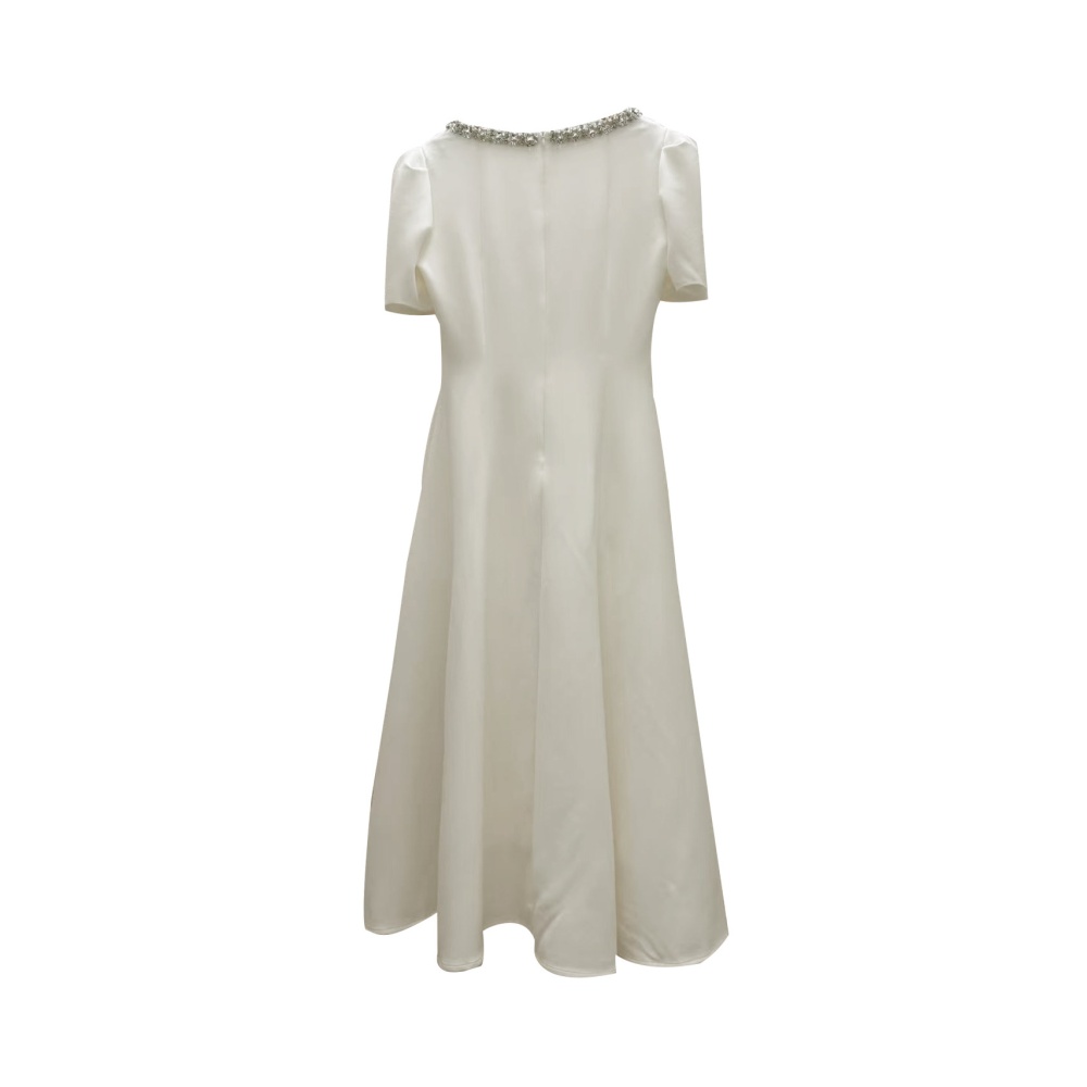 Splice short sleeve long dress summer pure dress
