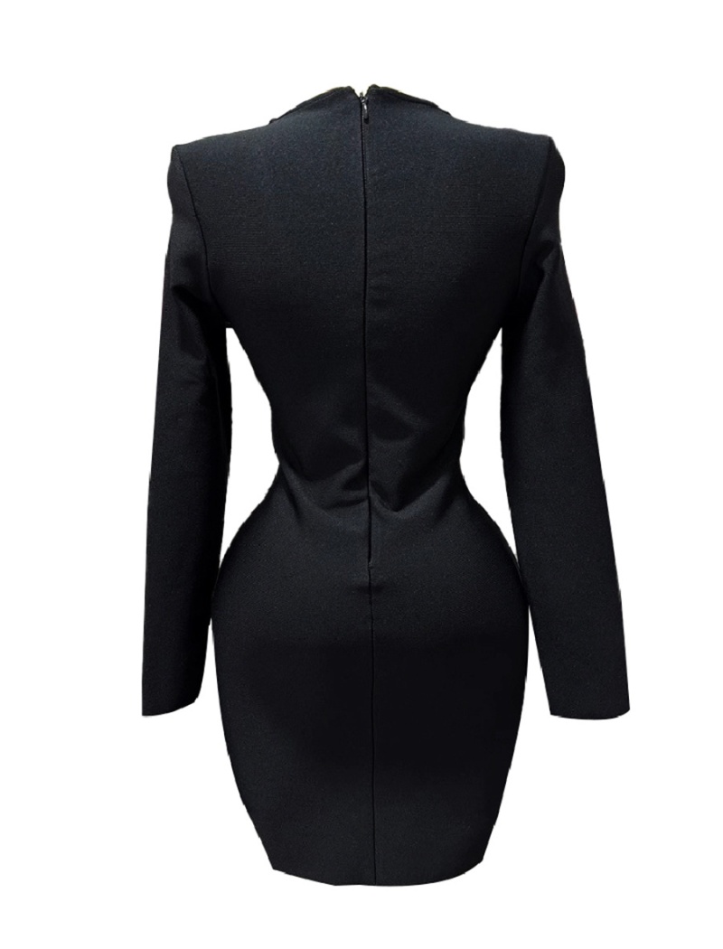 Package hip splice tassels V-neck dress for women