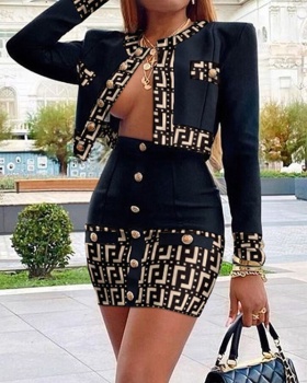 High waist coat short short skirt 2pcs set for women