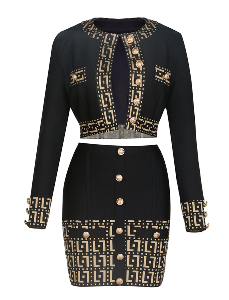 High waist coat short short skirt 2pcs set for women