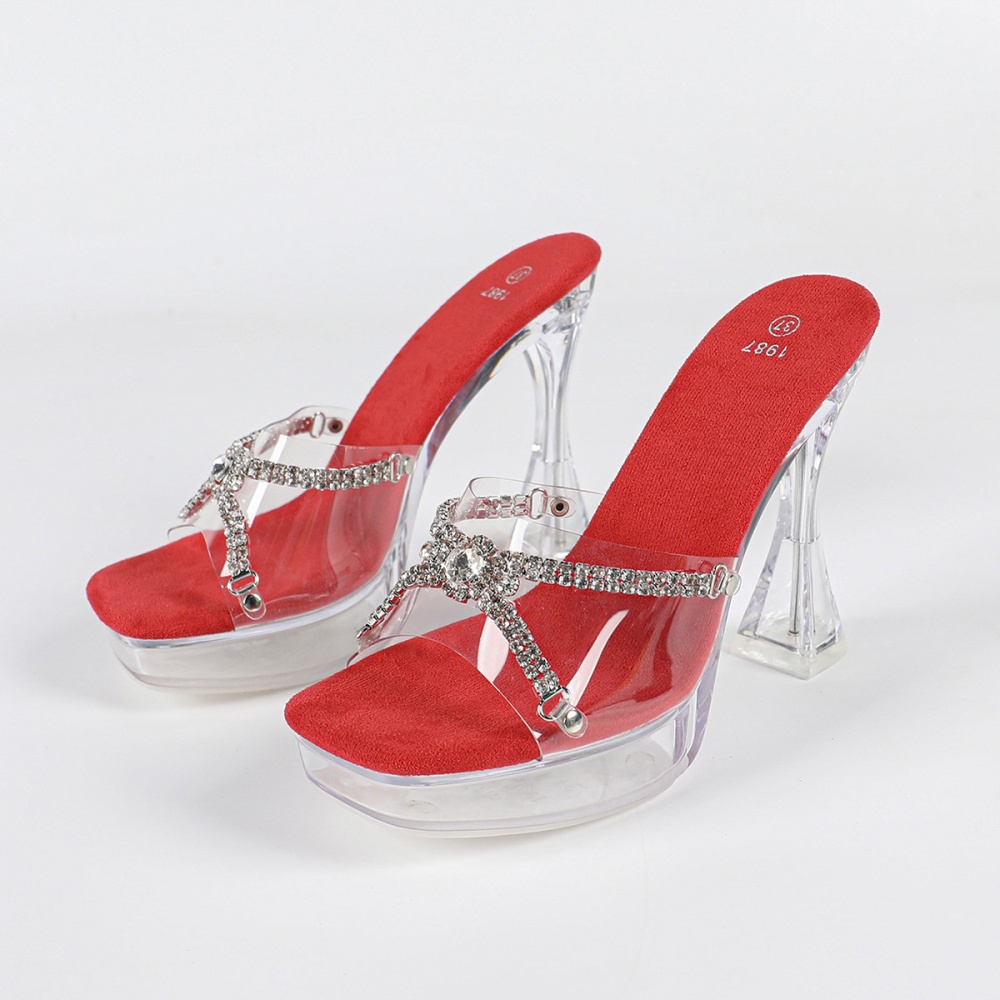 Shining shoes thick high-heeled shoes for women