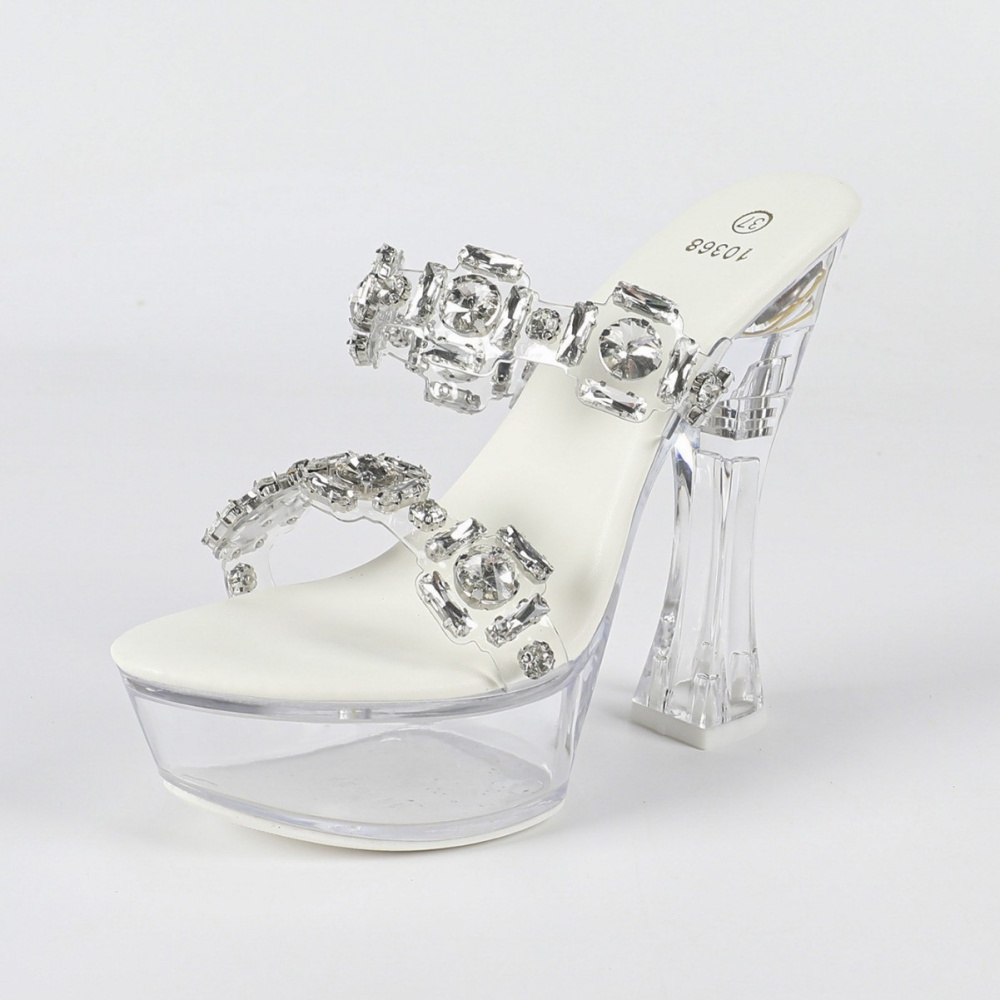 Summer thick platform model high-heeled slippers