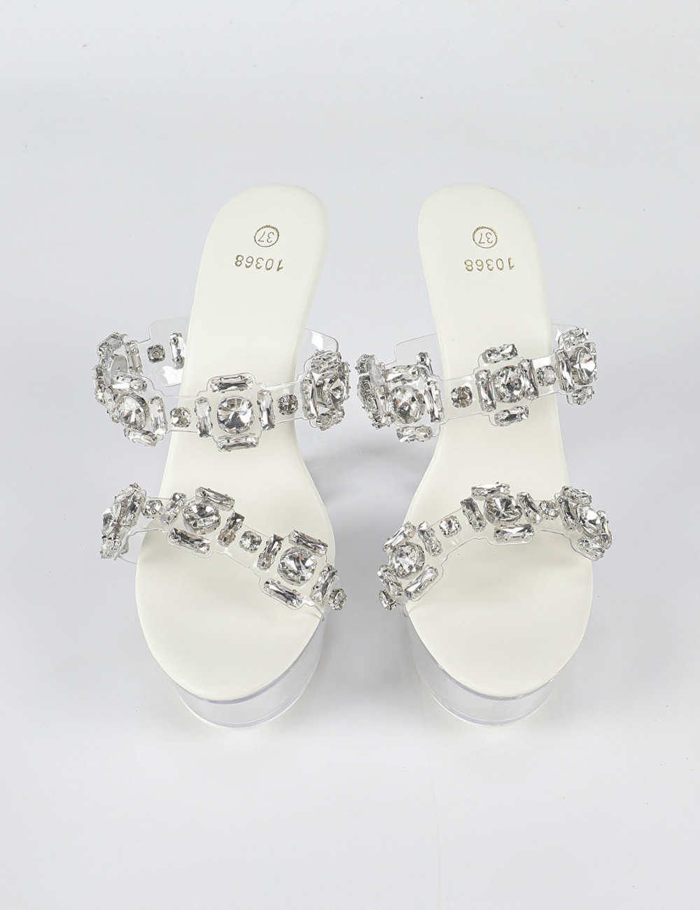 Summer thick platform model high-heeled slippers