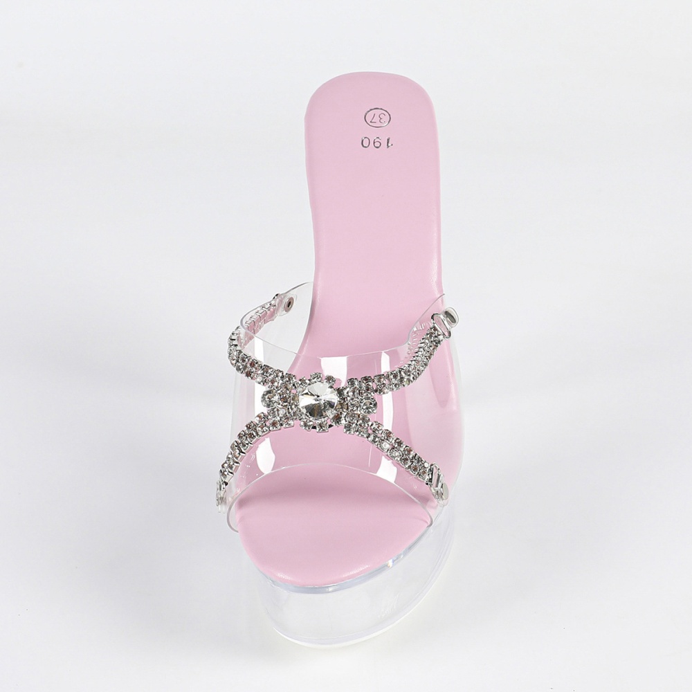Sexy high-heeled wedding shoes transparent banquet slippers