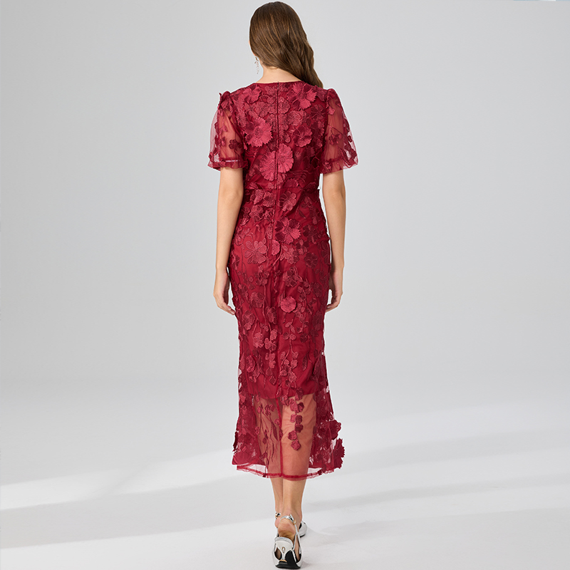 Puff sleeve package hip temperament mermaid dress
