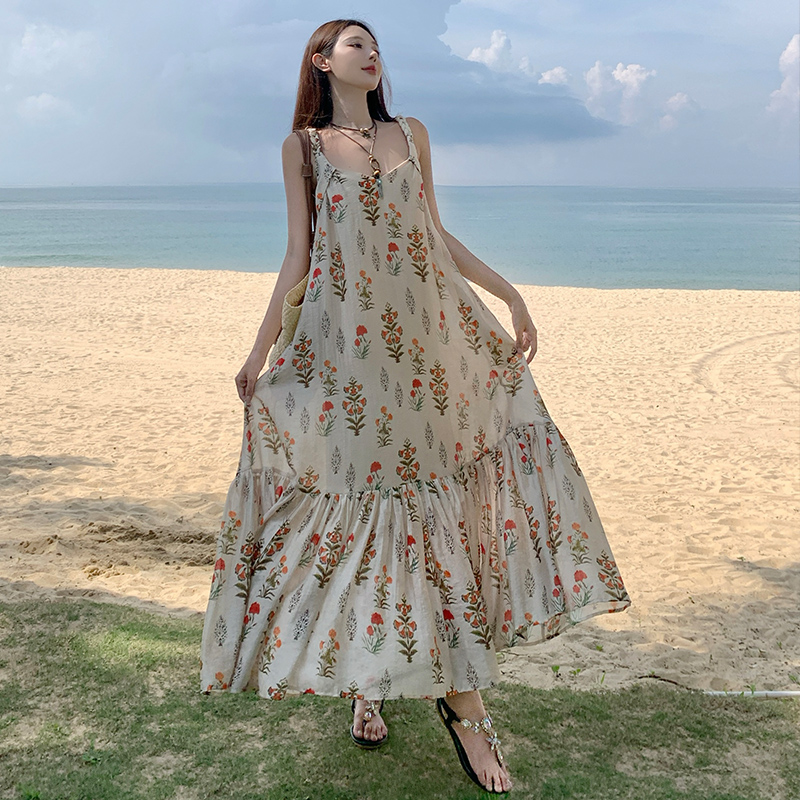 Simple twist halter long dress summer France style dress