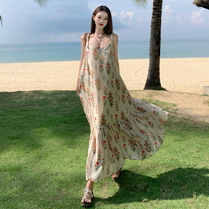 Simple twist halter long dress summer France style dress