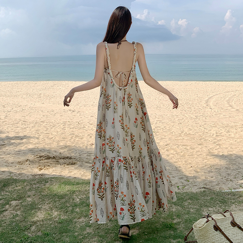 Simple twist halter long dress summer France style dress