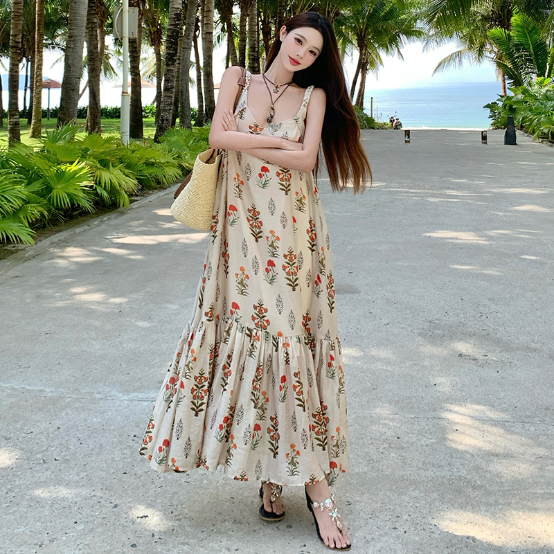 Simple twist halter long dress summer France style dress