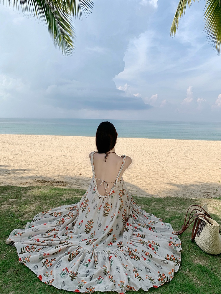 Simple twist halter long dress summer France style dress