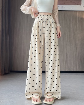 Printing flax wide leg pants thin summer long pants