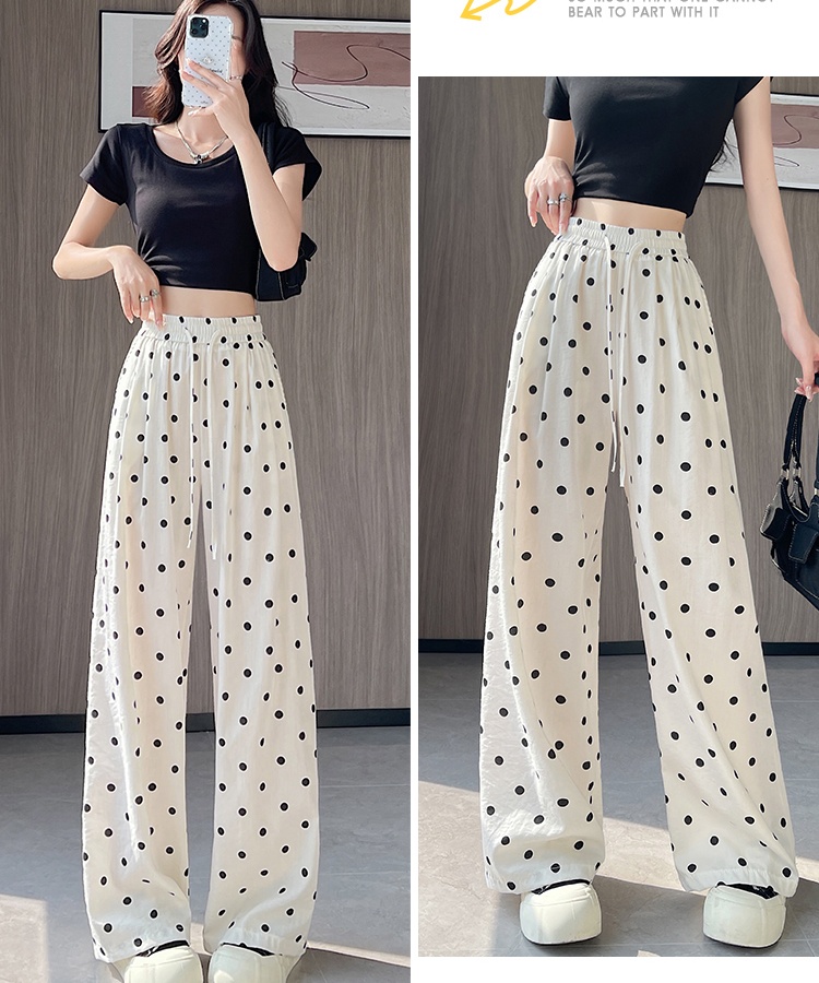 Printing flax wide leg pants thin summer long pants