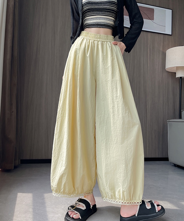 High waist ice silk bloomers lace nine pants for women