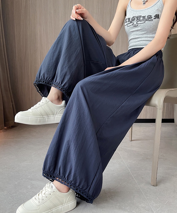 High waist ice silk bloomers lace nine pants for women