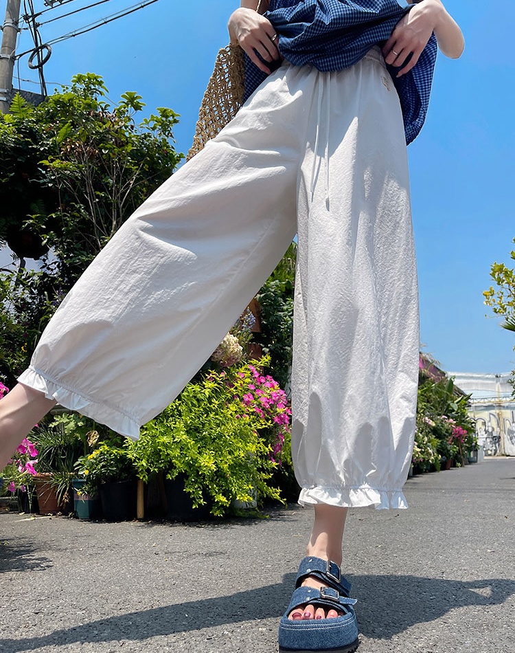 Sunscreen lace summer pants wood ear thin slim nine pants