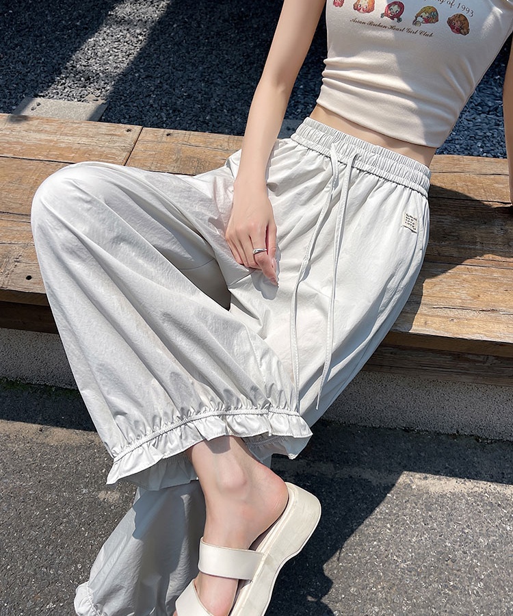 Sunscreen lace summer pants wood ear thin slim nine pants