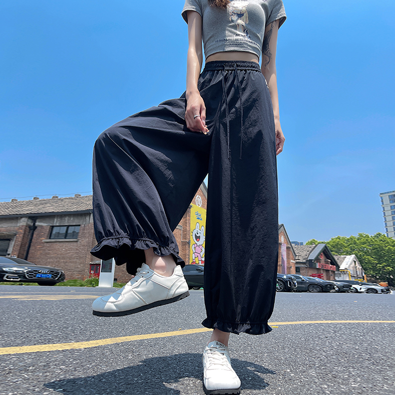 Sunscreen lace summer pants wood ear thin slim nine pants